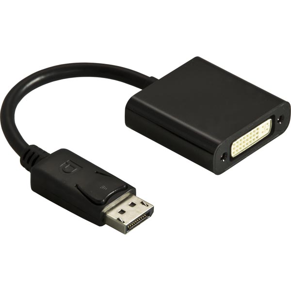 Deltaco DisplayPort uros - DVI-I naaras, 0.2m, musta